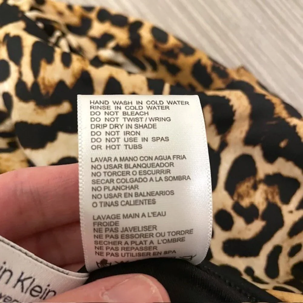 NWT Calvin Klein Animal Print Ruched Halter Tankini Swim Top XS